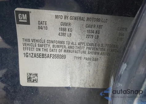 2010 Chevrolet Malibu Ls z USA, uszkodzony, nr VIN 1G1ZA5EB5AF268089